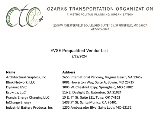 Ecokruz selected as one of seven MO NEVI EVSE prequalified vendors