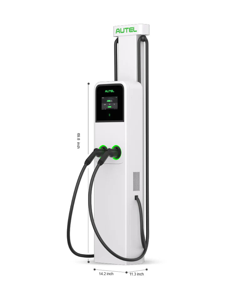 Autel Maxicharger AC Ultra Tower 19.2kw per Port & Dual Port with Pedestal Cable Management Built-in EV Charging Station 25ft Cable