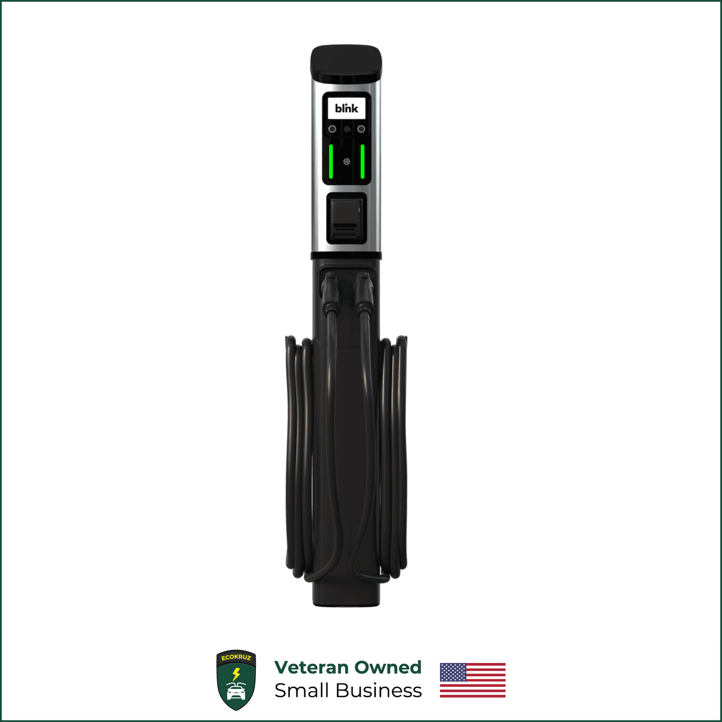 BLINK Series 8 (ISO Model) Level 2 Commercial EV Charging Station 80A Dual Port w/ One Year Full Service LTE Cloud & CC & Pedestal Bundle