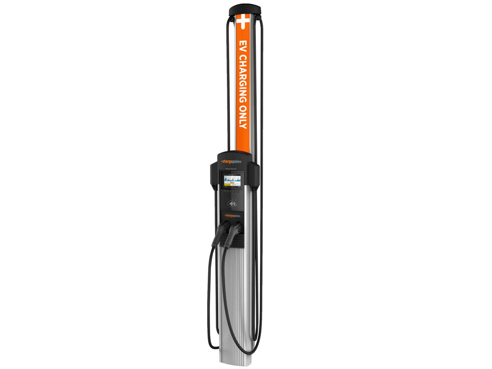 ChargePoint CT4025 Dual Port Pedestal 30A 23ft Cable With 8ft Cable Management Bundle + 1 Year Network