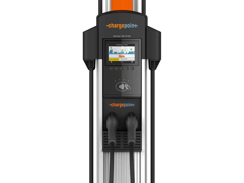 ChargePoint CT4025 Dual Port Pedestal 30A 23ft Cable With 8ft Cable Management Bundle + 1 Year Network