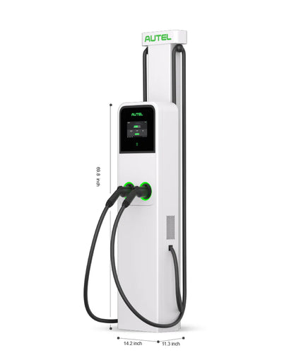 Autel Maxicharger AC Ultra Tower 19.2kw per Port & Dual Port with Pedestal Cable Management Built-in EV Charging Station 18ft Cable