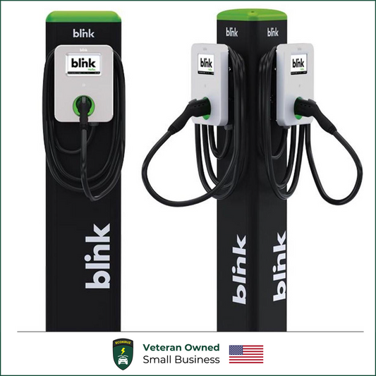 BLINK Fast IQ200A + IQ200S Level 2 Commercial EV Charging Station with Triangle Pedestal Mount