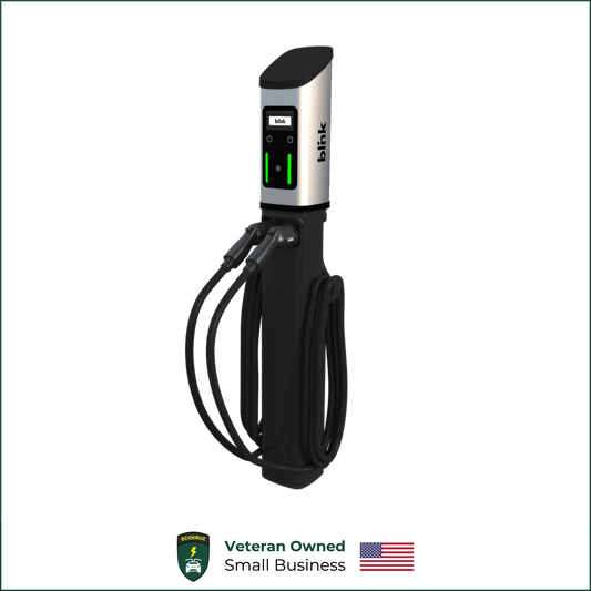 BLINK Series 7 (ISO Model) Dual Port EV Charging Station 80A w/ One Year LTE & Cloud Service & Pedestal Bundle