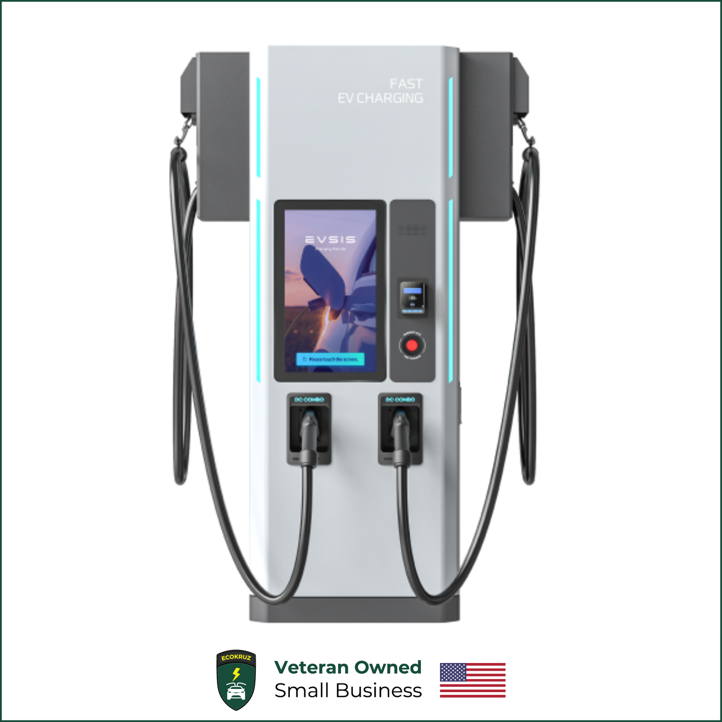 EVSIS 100kW DC Fast Charger Level 3 Charging Station with  24" Large Screen Monitor