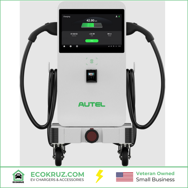Autel MaxiCharger 3 Phase DC Compact Mobile 40kw Fast Charger Dual Port Charging Station on Wheels 18ft Cable