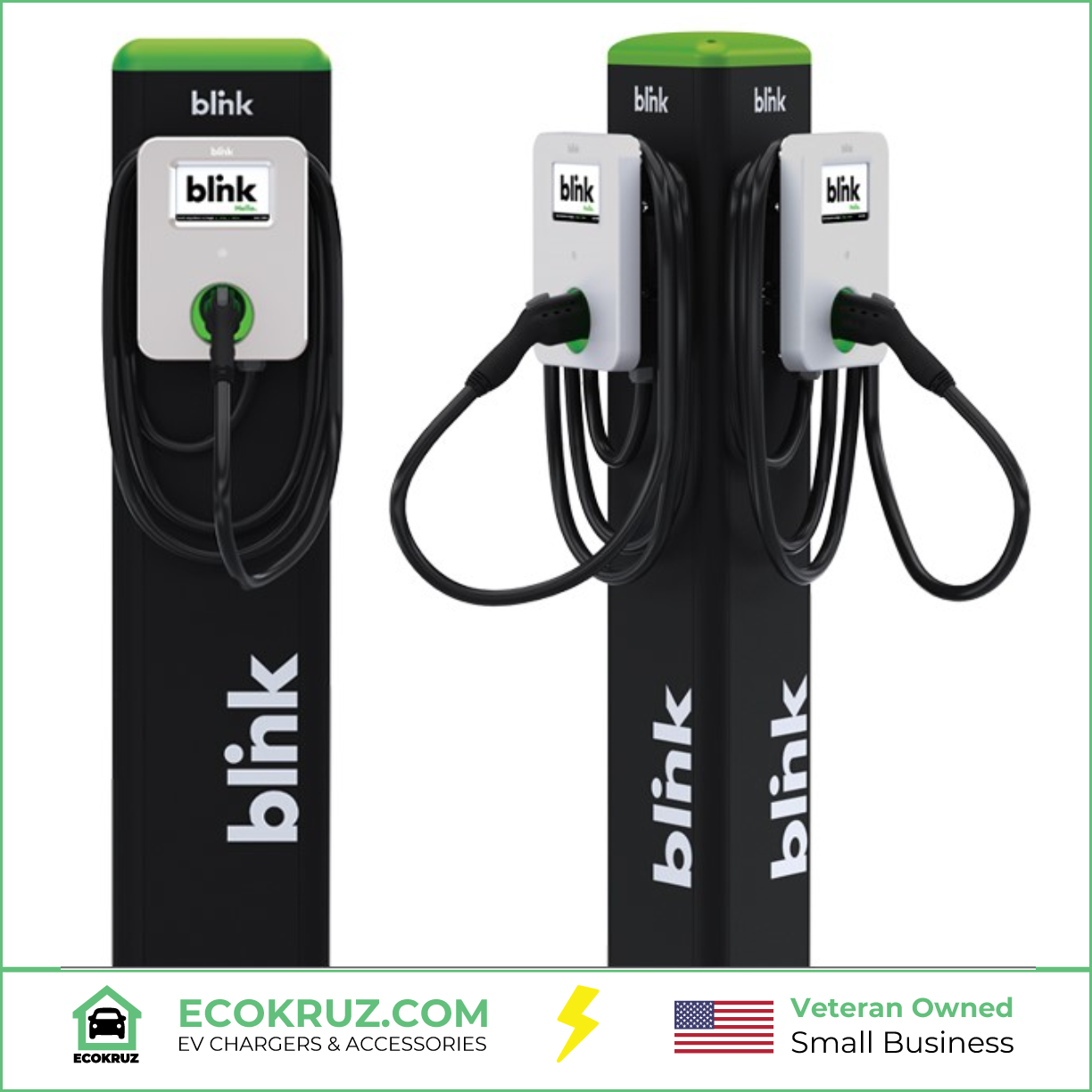BLINK Fast IQ200A + IQ200S Level 2 Commercial EV Charging Station with Triangle Pedestal Mount