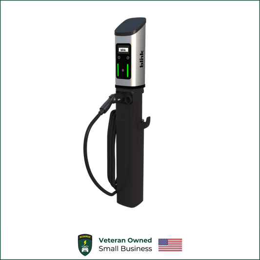 BLINK Series 7 (ISO Model) Single Port EV Charging Station 80A w/ One Year LTE & Cloud Service & Pedestal Bundle