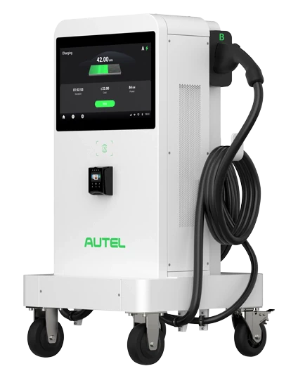 Autel MaxiCharger 3 Phase DC Compact Mobile 40kw Fast Charger Dual Port Charging Station on Wheels 25ft Cable