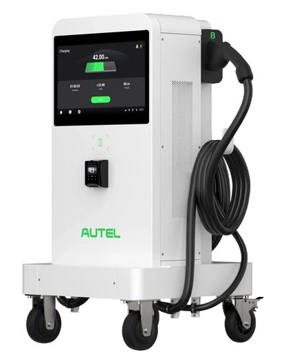 Autel MaxiCharger 3 Phase DC Compact Mobile 40kw Fast Charger Dual Port Charging Station on Wheels 25ft Cable