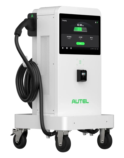 Autel MaxiCharger 3 Phase DC Compact Mobile 40kw Fast Charger Dual Port Charging Station on Wheels 25ft Cable