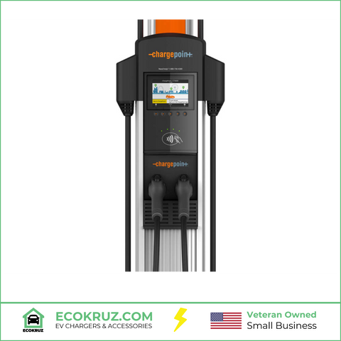 ChargePoint CT4021 Dual Port Pedestal 30A 18ft Cable With 6ft Cable Management Bundle + 1 Year Network Included
