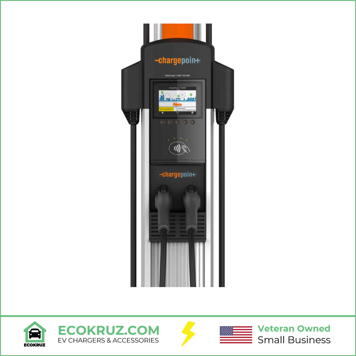 ChargePoint CT4025 Dual Port Pedestal 30A 23ft Cable With 8ft Cable Management Bundle