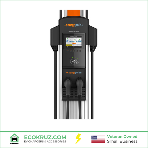 ChargePoint CT4025 Dual Port Pedestal 30A 23ft Cable With 8ft Cable Management Bundle + 1 Year Network