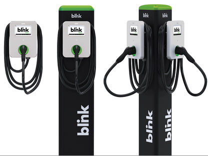 BLINK Fast IQ200A + IQ200S Level 2 Commercial EV Charging Station with Triangle Pedestal Mount