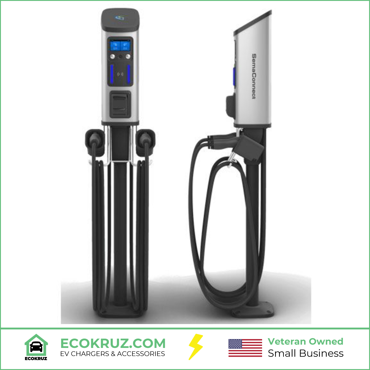 SemaConnect Series 8 Level 2 Commercial Smart EV Charging Station w/ One Year Full Service & CC (with Pedestal)