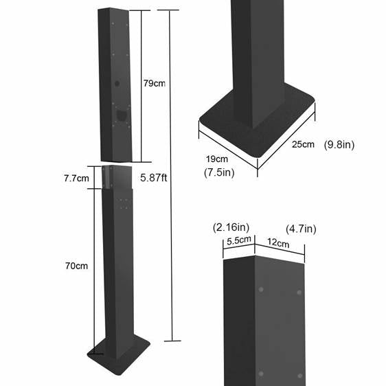 EV Charger Charging Station Mounting Pole Pillar Pedestal 5' ft Tall - EV Chargers and Accessories