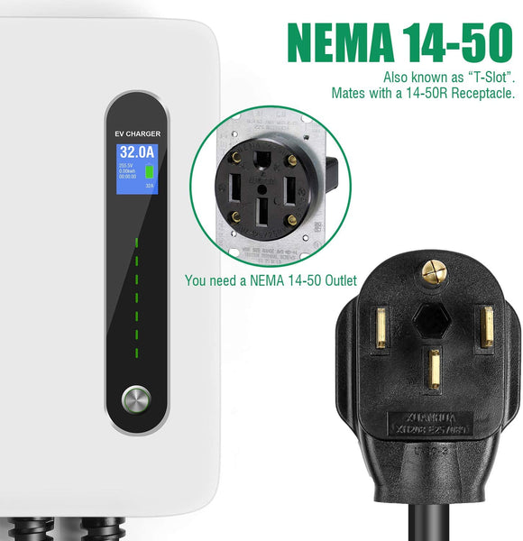 Type 1 Level 2 EV Charging Station Hyundai Kona Wall Mounted 32A 220-240V NEMA - EV Chargers and Accessories