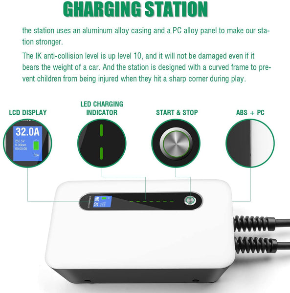 Type 1 Level 2 EV Charging Station Toyota Prius Prime Wall Mounted 32A 220-240V NEMA - EV Chargers and Accessories